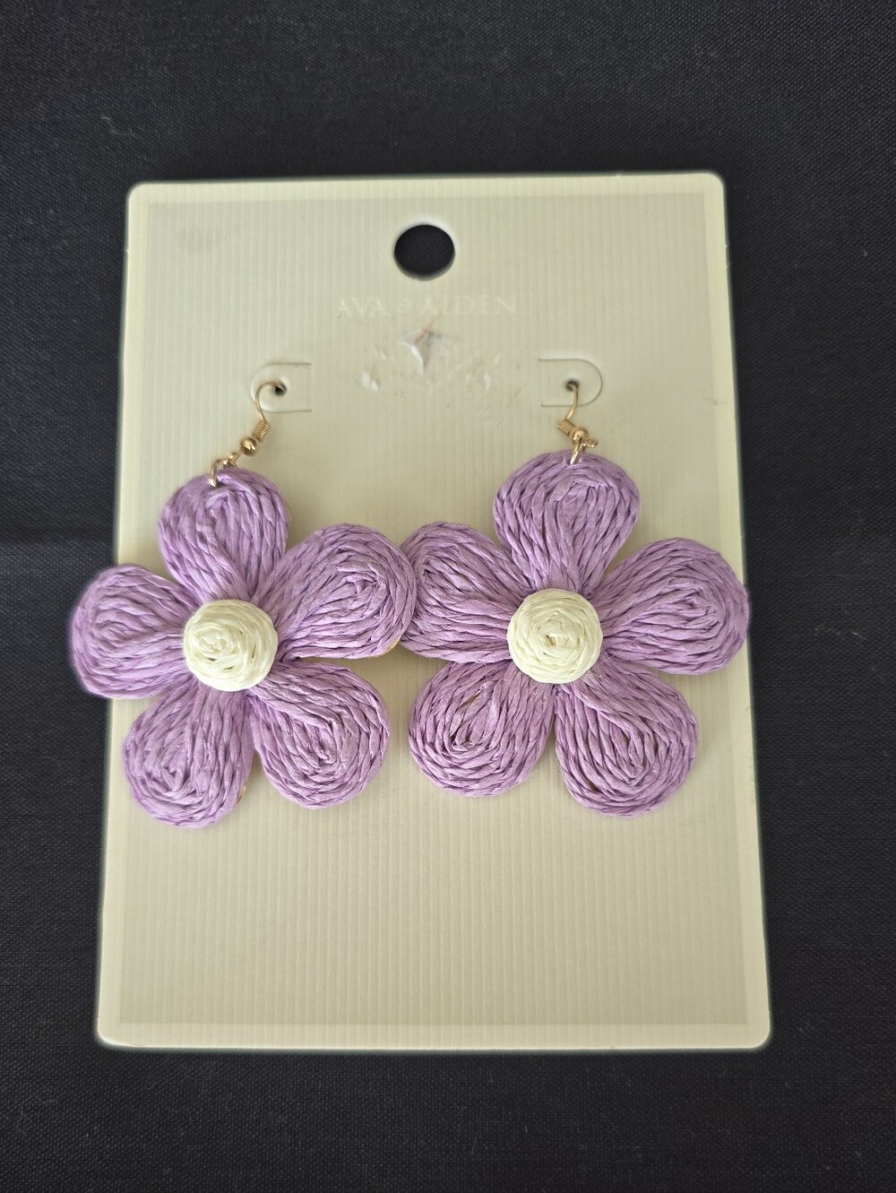 Lavender Flower Woven Drop Earrings by